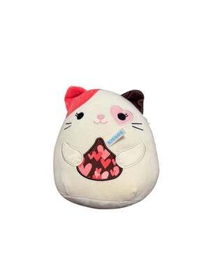 Squishmallows 8" Karina the Calico Cat holding Hershey's Kiss Valentine's Plush